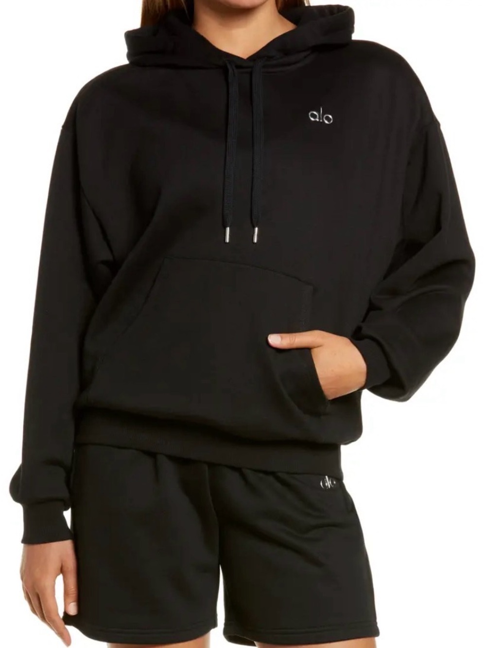 ALO Yoga Accolade Hoodie Black Oversized Pullover Sweatshirt Unisex Size Large